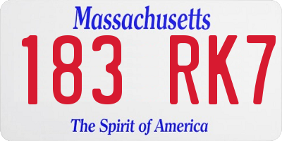 MA license plate 183RK7