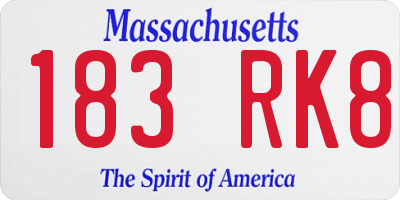 MA license plate 183RK8