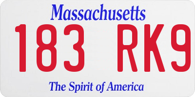 MA license plate 183RK9