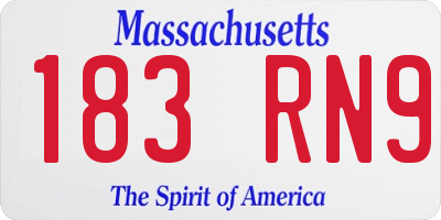MA license plate 183RN9