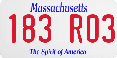 MA license plate 183RO3