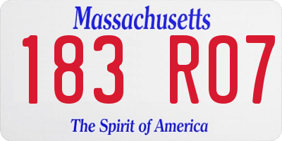 MA license plate 183RO7