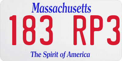 MA license plate 183RP3