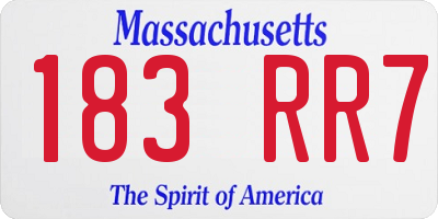 MA license plate 183RR7