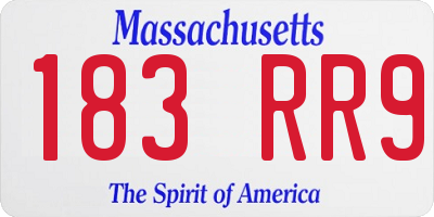 MA license plate 183RR9