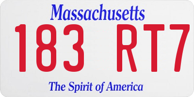 MA license plate 183RT7