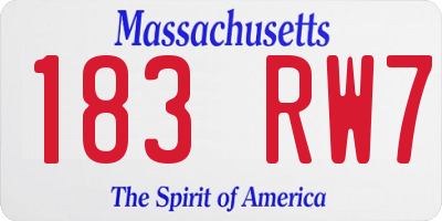 MA license plate 183RW7