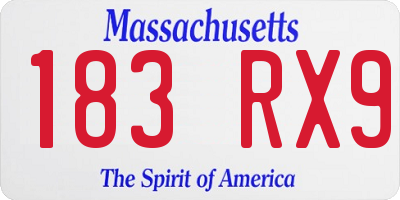 MA license plate 183RX9