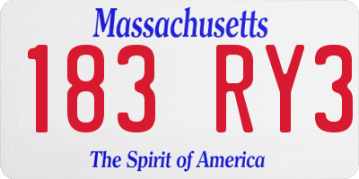 MA license plate 183RY3