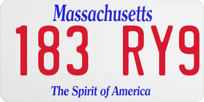 MA license plate 183RY9