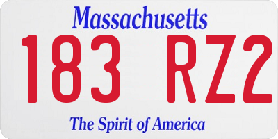 MA license plate 183RZ2