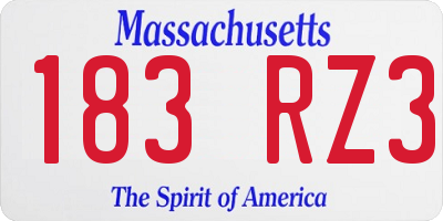 MA license plate 183RZ3