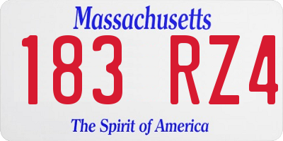MA license plate 183RZ4