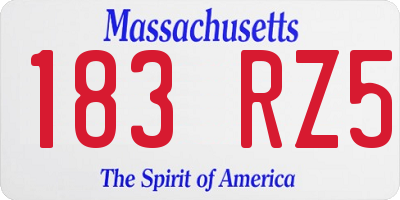 MA license plate 183RZ5