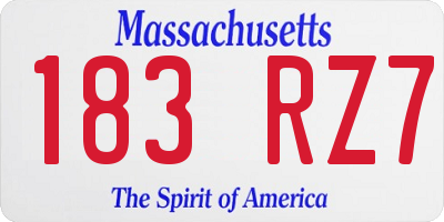 MA license plate 183RZ7