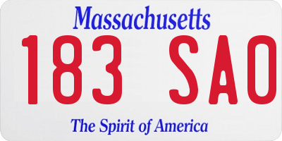 MA license plate 183SA0