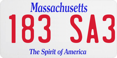MA license plate 183SA3
