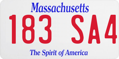 MA license plate 183SA4
