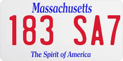 MA license plate 183SA7