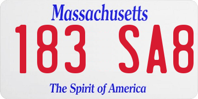 MA license plate 183SA8
