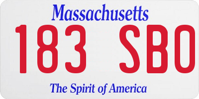 MA license plate 183SB0