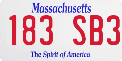 MA license plate 183SB3