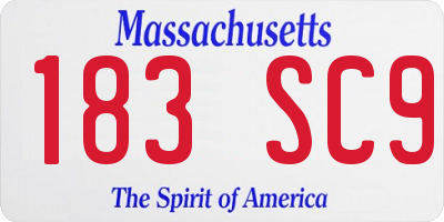 MA license plate 183SC9