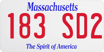 MA license plate 183SD2