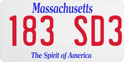 MA license plate 183SD3