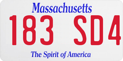 MA license plate 183SD4