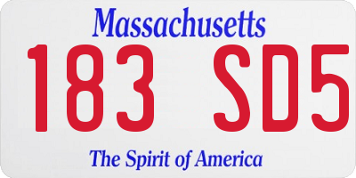 MA license plate 183SD5
