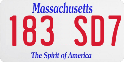 MA license plate 183SD7