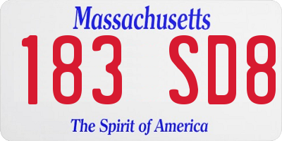 MA license plate 183SD8