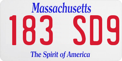 MA license plate 183SD9
