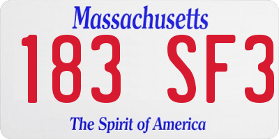 MA license plate 183SF3