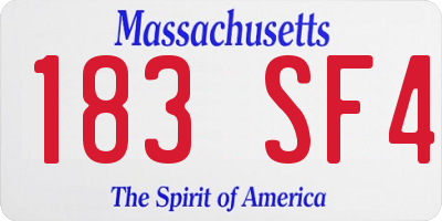 MA license plate 183SF4