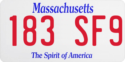 MA license plate 183SF9