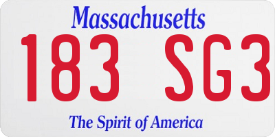 MA license plate 183SG3