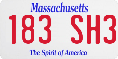 MA license plate 183SH3