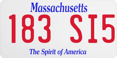 MA license plate 183SI5