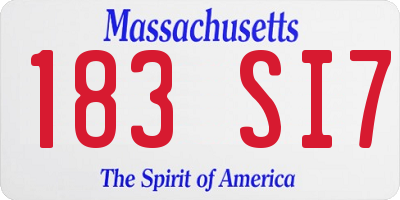 MA license plate 183SI7