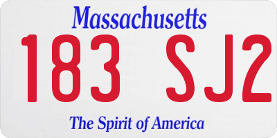 MA license plate 183SJ2
