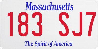 MA license plate 183SJ7