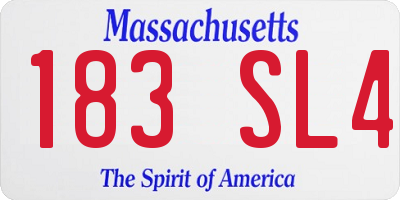 MA license plate 183SL4