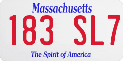 MA license plate 183SL7