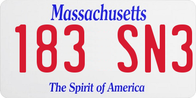 MA license plate 183SN3
