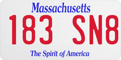 MA license plate 183SN8