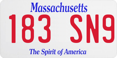 MA license plate 183SN9