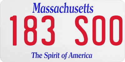 MA license plate 183SO0