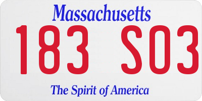 MA license plate 183SO3
